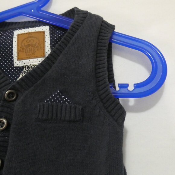 TAPE A L'OEIL | 12 months | Navy Blue Button-Up Sweater Vest - Picture 5 of 16